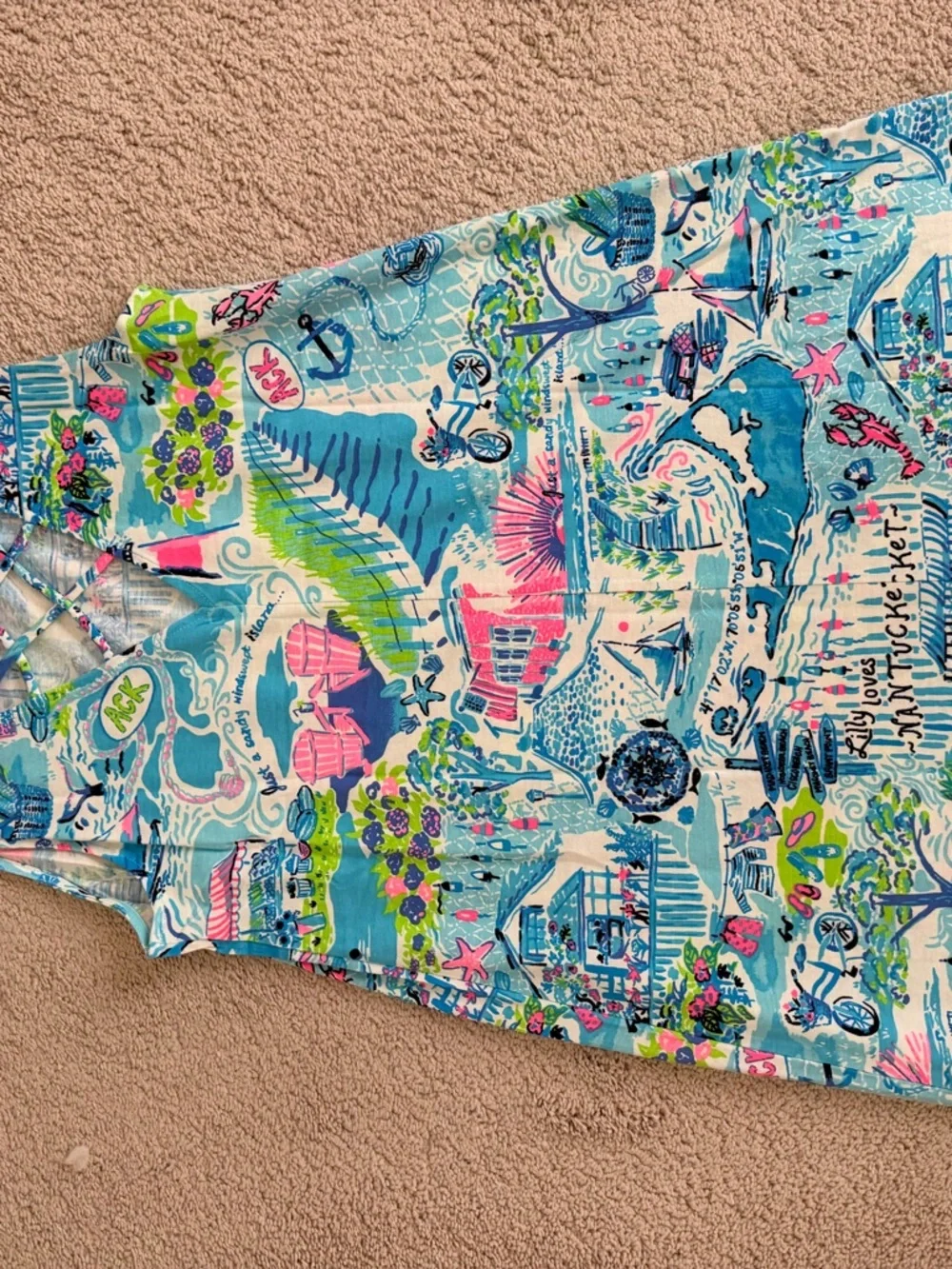 Lilly Pulitzer Sleeveless Nautical Print A-Line Dress - Blue & Pink small.  NWT - Picture 2 of 3